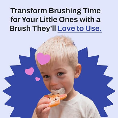 autobrush U Shaped Kids Manual Toothbrush- 360° Design for Upto 5.1X Better Cleaning with Unique Nylon Bristles, Comfort Grip Handle, Waterproof Design, Ages 3-5, Butterfly (Double-Sided)