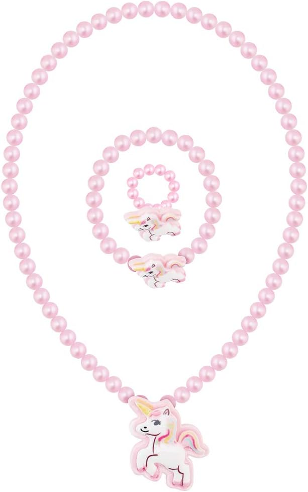 RR ROUND RICH DESIGN Kids Musical Jewelry Box for Girls with Drawer and Jewelry Set with Mysterious Unicorn - Over the Waves Tune Pink