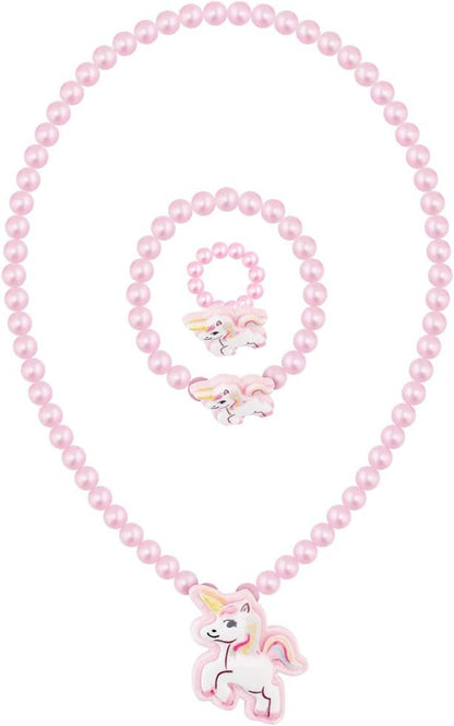 RR ROUND RICH DESIGN Kids Musical Jewelry Box for Girls with Drawer and Jewelry Set with Mysterious Unicorn - Over the Waves Tune Pink