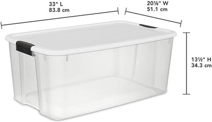 Sterilite 12-Pack Ultra Latching Box, Storage Bins with Lids, Clear Plastic, 116 Quart - Heavy-Duty Organizing Containers for Closet, Bathroom, and Office