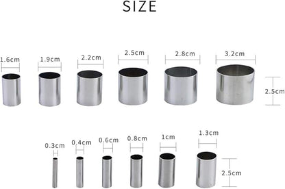 Fireboomoon 12 PCS Hole Hollow Punch Cutter Set with Storage Case,Stainless Steel Round Circle Ring Clay Cutters Ceramics Dotting Baking Indentation Mold Tools for Polymer Clay Pottery Handmade Craft