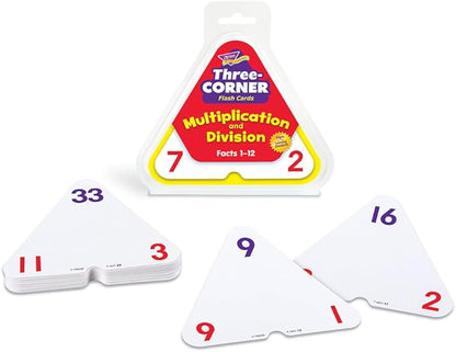 Trend Enterprises: Three-Corner Multiplication and Division Flash Cards, Interactive Self-Checking Cards, Exciting Way for Everyone to Learn, 48 Two-Sided Cards Included, Ages 8 and Up