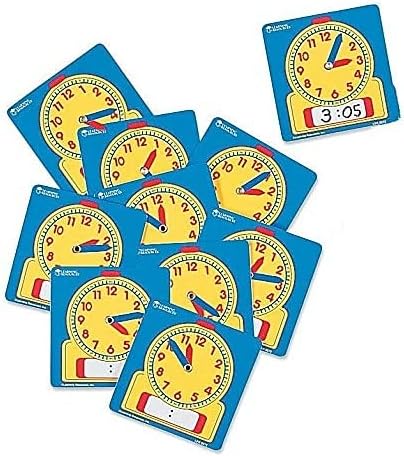 Learning Resources Write and Wipe Student Clocks, Help Kids Practice Time, Clocks for Kids, Write and Wipe Clocks, Homeschool, Classroom, Set of 10