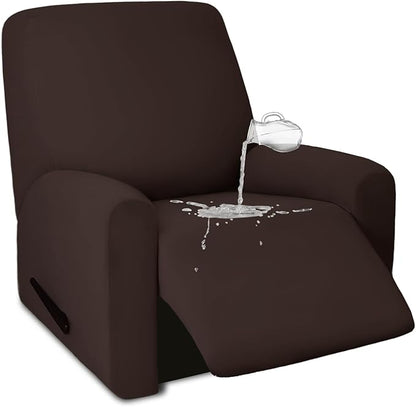 PureFit 100% Dual Waterproof Recliner Cover, Waterproof Couch Cover for Recliner - Stretch Non Slip Fleece Sofa Covers Washable, Leakproof Furniture Protector for Kids, Pets, Dog (Recliner, Chocolate)
