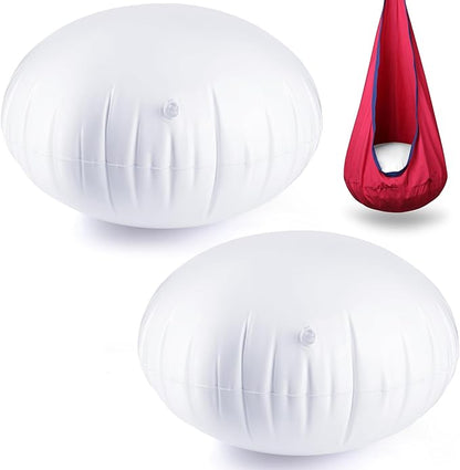 2 PCS Pod Chair Replacement for Kids,Swing Hammock Pod Replacement Cushions, 27.5 Inch Swing Hammock Pod Chair Thickened, PVS Inflatable Cushions (White)