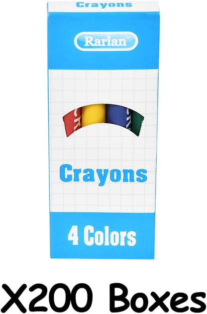 Crayons Bulk, 4 Classic Colors, 200 Boxes, 800 Count Crayons