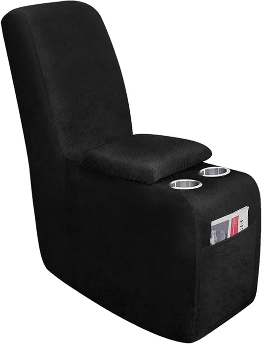 molasofa Leather Like Additional Recliner Console Cover for Reclining Loveseat Covers Stretch Jacquard Middle Console Cover for Recliner Couch and Sofa Dark Black