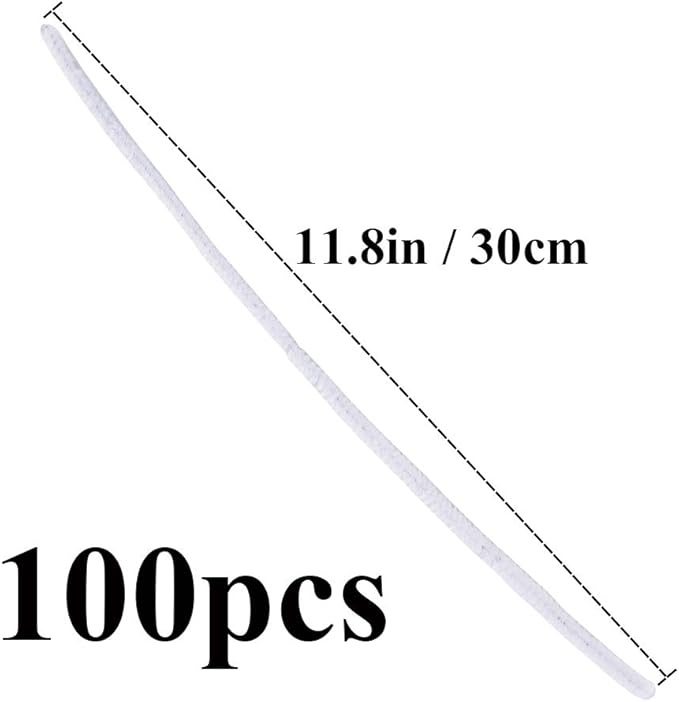 100 Pieces Pipe Cleaners Chenille Stem, Solid Color Pipe Cleaners Set for Pipe Cleaners DIY Arts Crafts Decorations, Chenille Stems Pipe Cleaners (White)