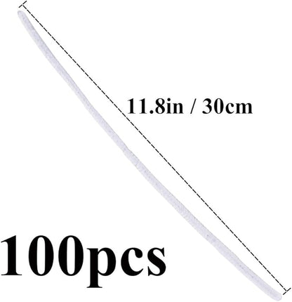 100 Pieces Pipe Cleaners Chenille Stem, Solid Color Pipe Cleaners Set for Pipe Cleaners DIY Arts Crafts Decorations, Chenille Stems Pipe Cleaners (White)