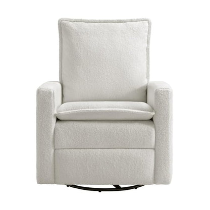Oxford Baby Uptown Upholstered Swivel Glider and Recliner Nursery Chair, Boucle White