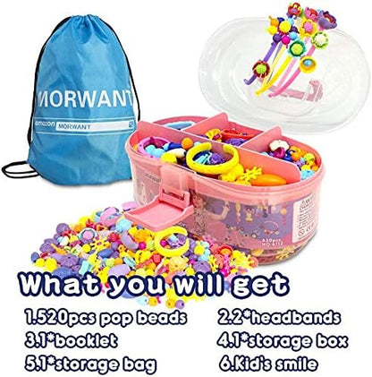 Pop Beads, Jewelry Making Kit for Girls, Art and Craft Toys Gift, DIY Bracelets Necklace Hairband and Rings Creativity Set for Kids Age 3 4 5 6 7 8 Year Old