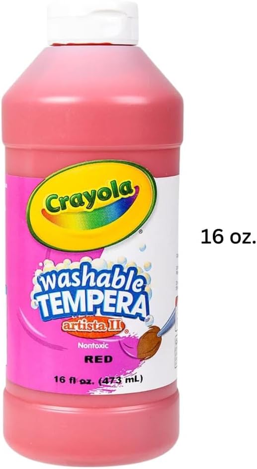 Crayola Artista II Washable Tempera Paint 16oz Red, Pint