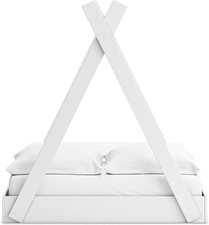 Signature Design by Ashley Hallityn Casual Youth/Toddler Floor Full Tent Bed, No Box Spring Needed, White