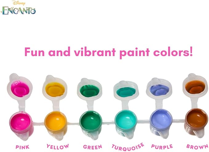 Innovative Designs Disney Encanto Canvas Paint Set for Kids with 3 Canvases, Acrylic Paint, Paintbrush, & Easel