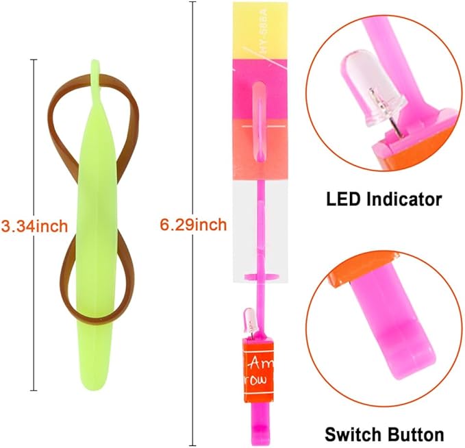 64 PCS Glow Flying Toys Sets(32 Slingshot+32 LED copters) Birthday Gifts Party Favors Glow in The Dark Party Supplies Summer Outdoor Game for Kids