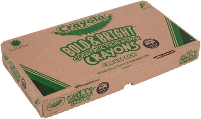 Crayola Construction Paper Crayons Classpack, Bulk Assorted School Supplies, 16 Colors, 400/Set (Packaging May Vary)