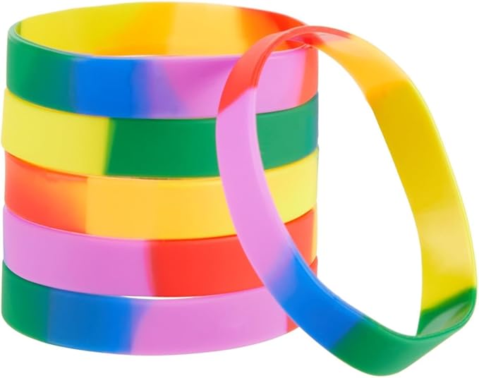 BLUE PANDA 48 Pack Multi-Colored Silicone Bracelets Bulk Set for Sports Teams, Games, Colored Wrist Bands for Sublimation, 8 Colors, 8 In