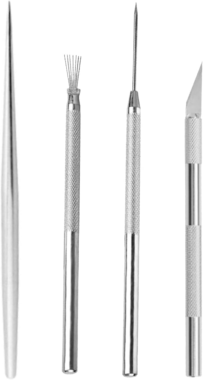 4 Pcs Clay Needle Tools Set, Sculpting & Carving Tools for Precision Sculpting, Texturing and Ceramic Scoring, Model Clay Supplies