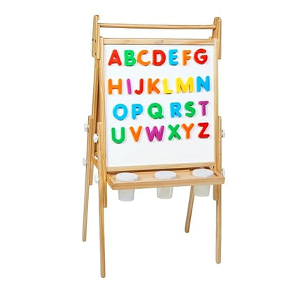 Colorations All in One Wooden Adjustable Easel with Markers & Bonus Chalk