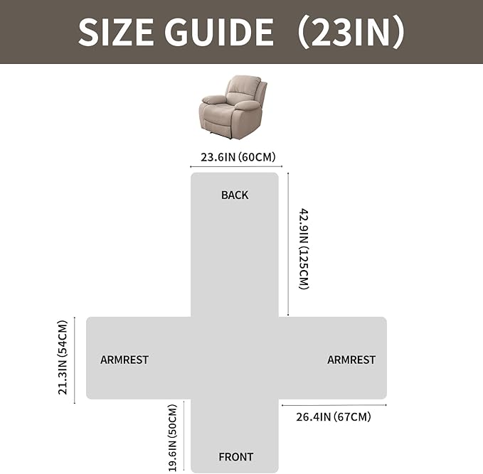 Easehomey 100% Waterproof Recliner Chair Covers, Non Slip Dog Chair Cover Furniture Protector Washable Chair Cover with Pocket, Elastic Straps for Kids,Pets,Dogs (Taupe, 23.6")