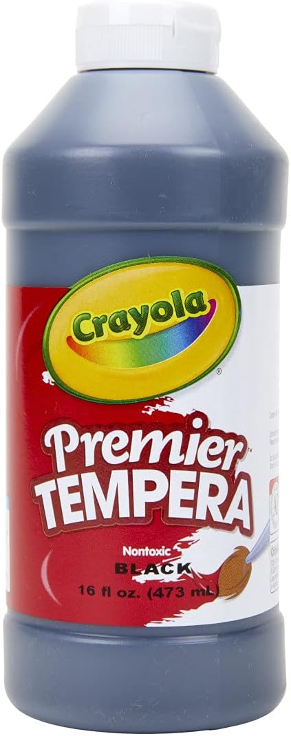 Crayola Premier Tempera Paint For Kids - Black (16oz), Kids Classroom Supplies, Great For Arts & Crafts, Non Toxic, Easy Squeeze Bottle