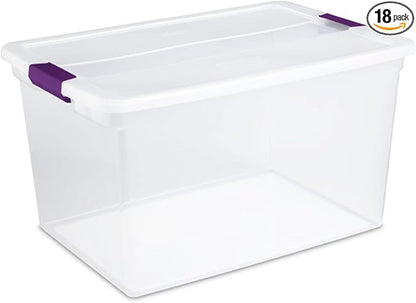 Sterilite 18-Pack 66 Quart ClearView Latch Box, Stackable Organizer Bins with Latching Lids - Clear Plastic Organization Containers for Closet, Bedroom, Shelving Units and Everyday Home Storage