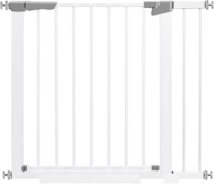 Baby Gate for Stairs Doorways and House, Extra Tall Walk Through Pet Gate, Extra Wide Child Gate, Auto Close Safty Gates, Metal Baby Gate Dog Gate, Pressure Mount, White.
