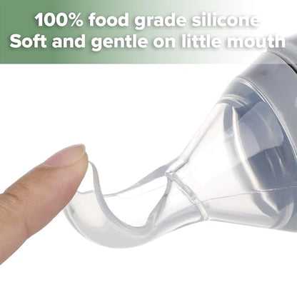 Haakaa Silicone Baby Food Dispensing Spoon Feeder 4oz - Infant Squeeze Cereal Feeder, Baby Fresh Food Feeder, Feed Bottle for Puree, Solid Baby Food, BPA Free, 4m+ Babies – Peach