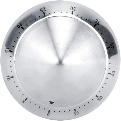 Kitchen Timers - Fashionable Stainless Steel 60 Minutes Count Down Mechanical Cooking Timer Silver - Kids Vintage Analog Colored Clock Bulk Alarm Mechanical Kitchen Decorative Anim (Silver)