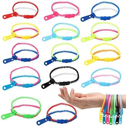 Wpond 28 Pcs Valentines Day Gifts, Kids Valentines Day Prefilled Valentine Cards with Zipper Bracelets, Zipper Bracelet Friendship Bracelet Party Sensory Bracelet Toys Favors for School Students