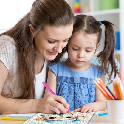 FQOVKYN 4 Pcs Baby Animals Diamond Art Kits for Kids, Cute Animals DIY Diamond Arts Mosaic Kits for Adults Beginner, Full Round Drill Diamond Art Painting for Home Wall Decor Kids Gift 6X6 inch