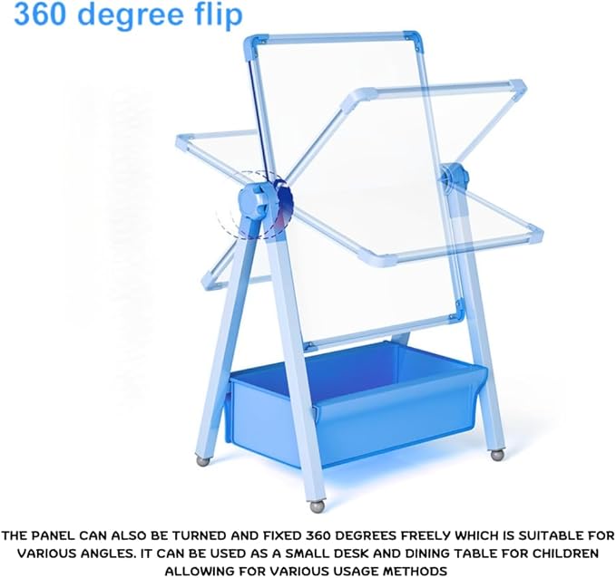 Harmoniousplay Kids Double Sided Easel Double Sided Magnetic Whiteboard and Chalkboard Adjustable Height Art Easel Ages 2 and Up (Blue), Pink