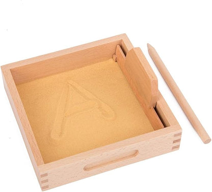 Montessori Letter Formation Sand Tray with Wooden Pen Montessori Educational Toys for Kids Alphabet and Number Learning Toy Writing Exercises Tool