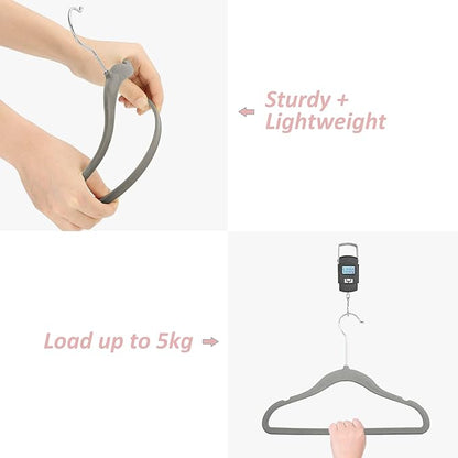 Kids Velvet Hangers 30 Pack, 11 Inch Size Non-Slip Baby Hangers, Space-Saving Nursery Hangers, Perfect Infant/Toddler Clothes Hangers for Daily Use(Grey)