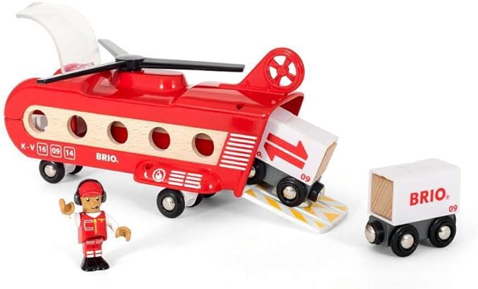 BRIO World 33886 - Cargo Helicopter - Premium Wooden Train Toy | Safe and Durable | Compatible with All Sets | Fun for Toddlers and Kids | Includes Figure and Accessories