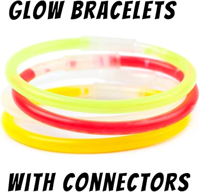 Mystical Fire 8" Glow Stick Bracelets (Pack of 100 Assorted) Glow in the Dark Sticks, Light Up Party Favors. Neon Bracelets And Necklaces With Connectors Great For Party Decorations
