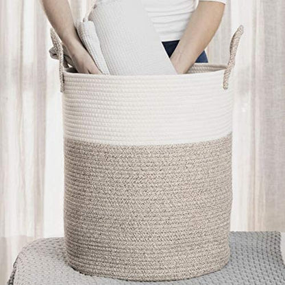 OrganiHaus Large Brown Woven Laundry Basket w/Handles 52L, Rope Dirty Clothes Hamper, Blanket Basket for Living Room, Baby Laundry Hamper for Nursery, Soft & Durable Decorative Organizer Bin