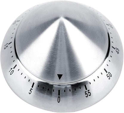 Kitchen Timers - Fashionable Stainless Steel 60 Minutes Count Down Mechanical Cooking Timer Silver - Kids Vintage Analog Colored Clock Bulk Alarm Mechanical Kitchen Decorative Anim (Silver)