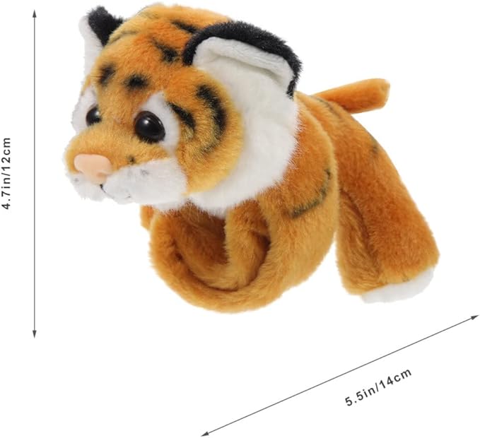 Abaodam Animal Slap Bracelet Tiger Slap Bracelet Plush Stuffed Animal Hugger Snap Wrist Band for Kids Birthday Party Gifts