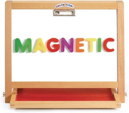 Colorations Tabletop Easel Featuring Magnetic Dry Erase Board, Chalkboard and Clips to Hold Paper (Item # Teasel)