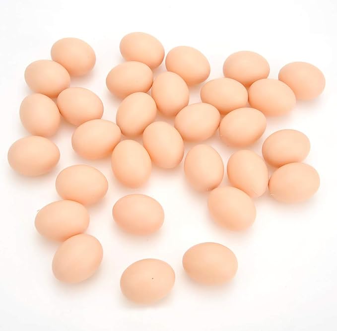 PowerTRC 30 Pcs Plastic Eggs Toys, Toy Food DIY Easter Eggs, Real-Life Size Faux Pretend Play Food Play Kitchen Accessories, Realistic Chicken Eggs