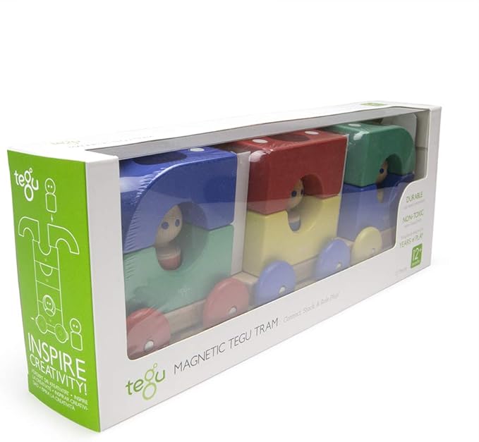 12 Piece Tegu Magnetic Tram Building Block Set, Big Top