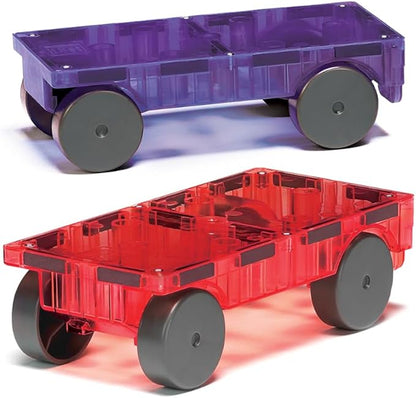 MAGNA-TILES Cars – Purple & Red 2-Piece Magnetic Construction Set, The Original Magnetic Building Brand