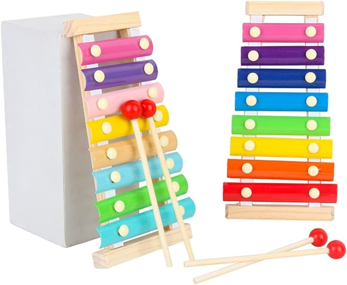 Children’s Xylophone, Best Holiday/Birthday DIY Gift Ideas for Mini Musicians,, Wooden Xylophone Toys with Child Safety mallets, Children’s Educational Musical Toys