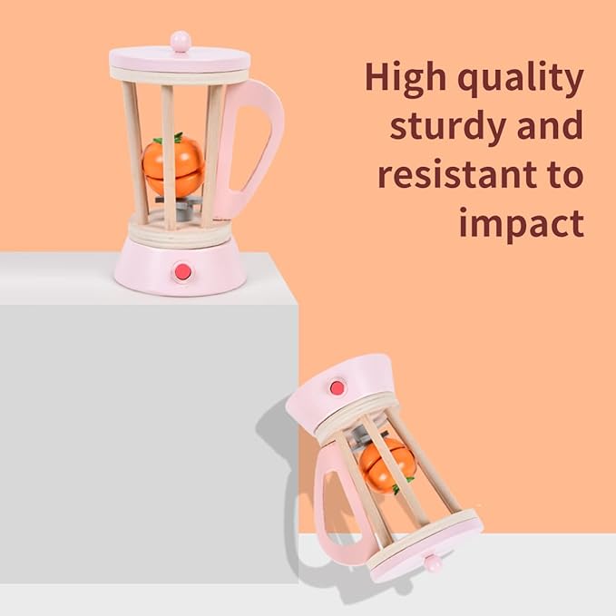 Sdstone Wooden Blender Toys-Fruit Juicer Maker Toy,Wooden Toy Mixer Food Play Kitchen Accessories for Kids,Toy Blender for Kids Aged 3 and Up