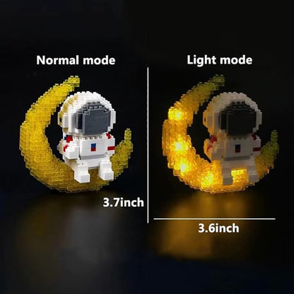 Micro Building Blocks Astronaut Model with Light Building Toy, Micro Building Kits for Kids or Adult Gifts, Spaceman on The Moon Mini Blocks Set DIY Bricks Toys
