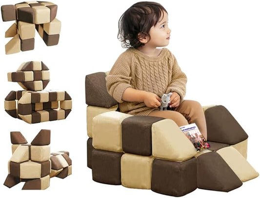 Magnetic Soft Building Blocks for Kids, Magnetic Blocks, Big Blocks, Educational Toys, Incredibly Fun Building Block for Children (Coffee Brown+Light Coffee Brown)
