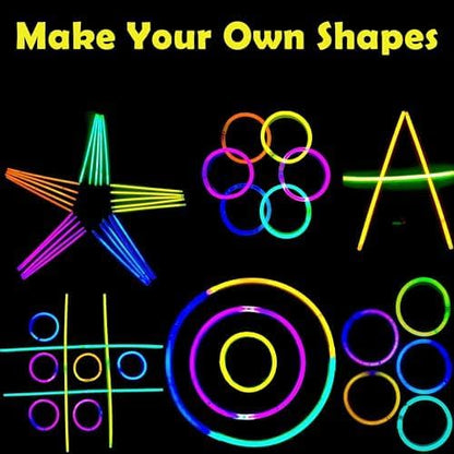 GiftExpress Glow Sticks 150 Pack - 8" Assorted Neon Color Glow In The Dark Glowsticks - Bulk Light Up Party Favors to Make Necklaces, Bracelets & Decorations for Kids