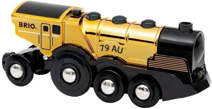 BRIO 33630 World Mighty Golden Action Locomotive - Battery Operated Toy Train with Dynamic Light and Sound Effects | for Kids Age 3 and Up | Compatible with All BRIO Railway Tracks and Vehicles