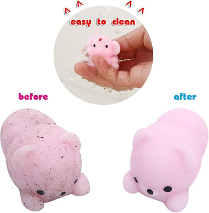 KINGYAO Squishies Squishy Toy 24pcs Party Favors for Kids Mochi Squishy Toy moji Kids Mini Kawaii squishies Mochi Stress Reliever Anxiety Toys Easter Basket Stuffers fillers with Storage Box
